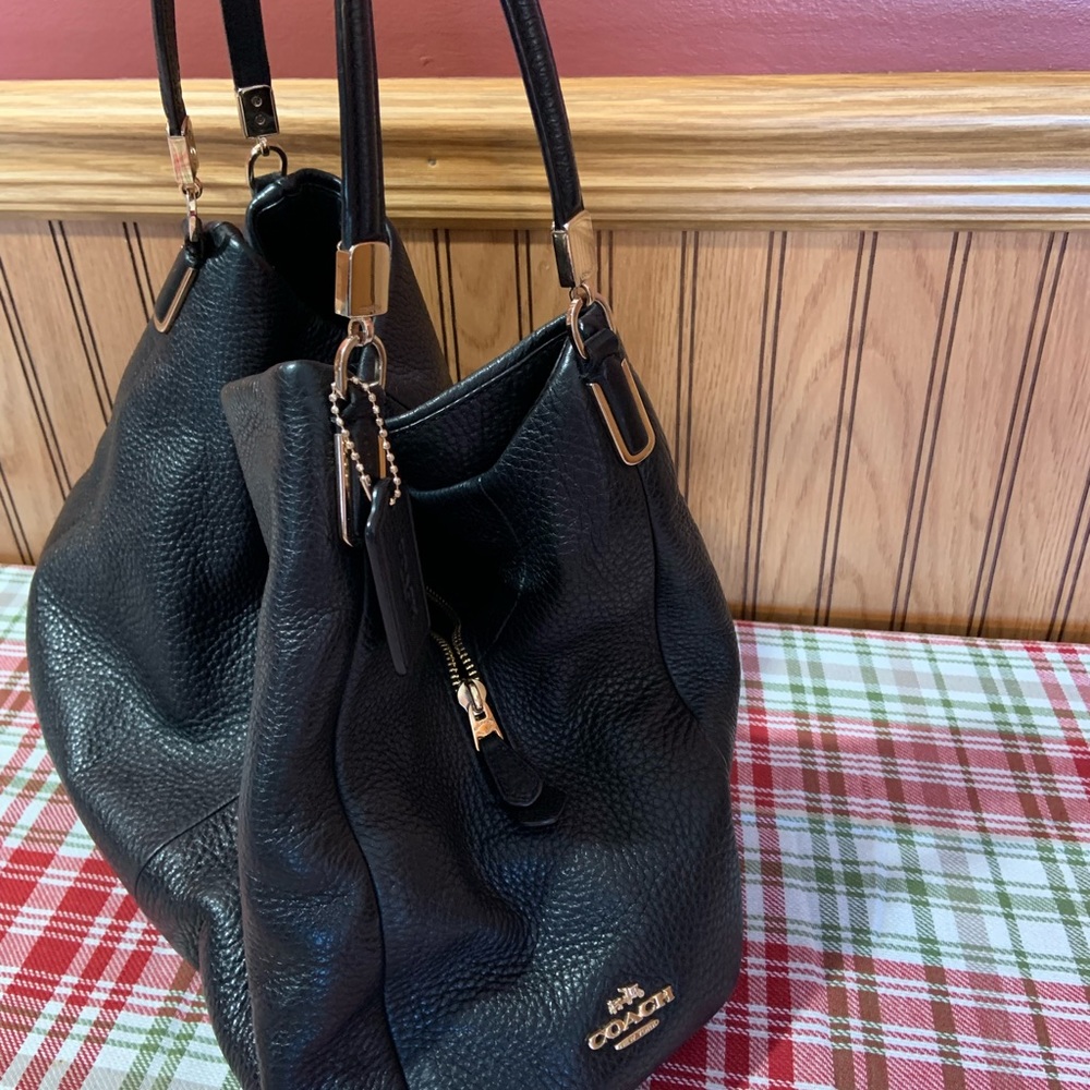 Coach Black Pebbled Leather Phoebe Tote